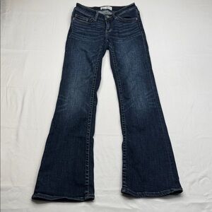 BKE Stella low rise slim fit boot cut jeans size 24 24x29.5 dark wash denim